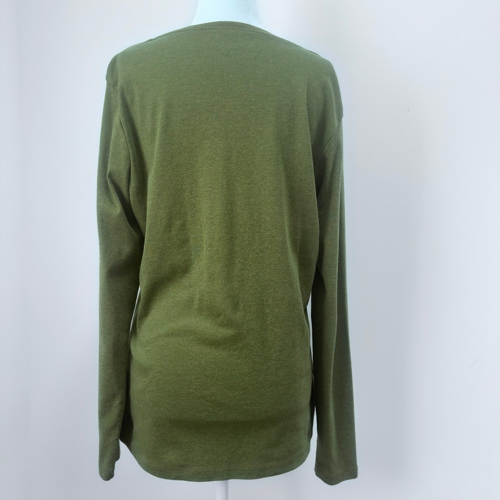Eddie Bauer Women's XL Long Sleeve V-Neck Tee Olive Green - Picture 2 of 5